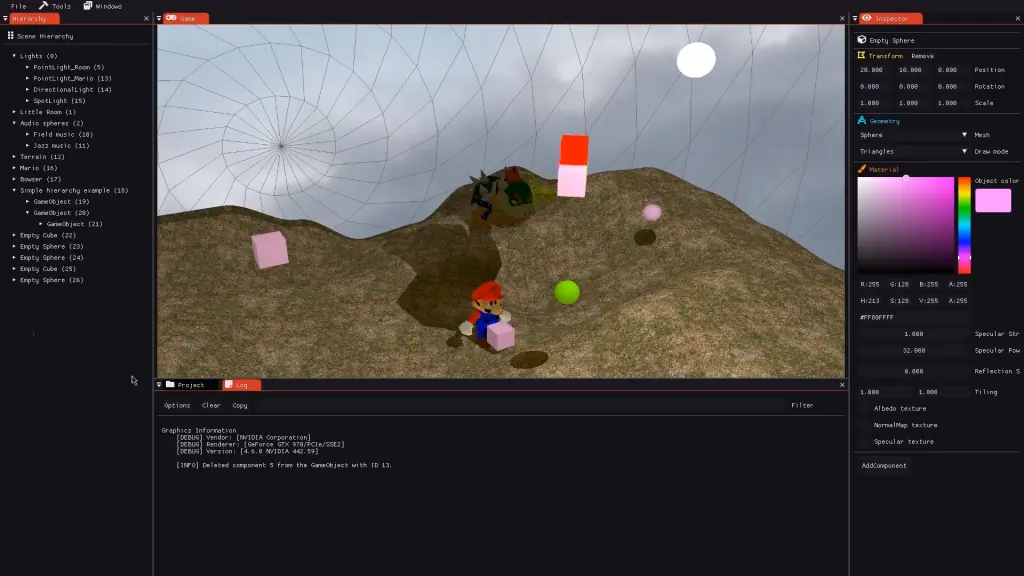 SufferEngine editor and scene screenshot
