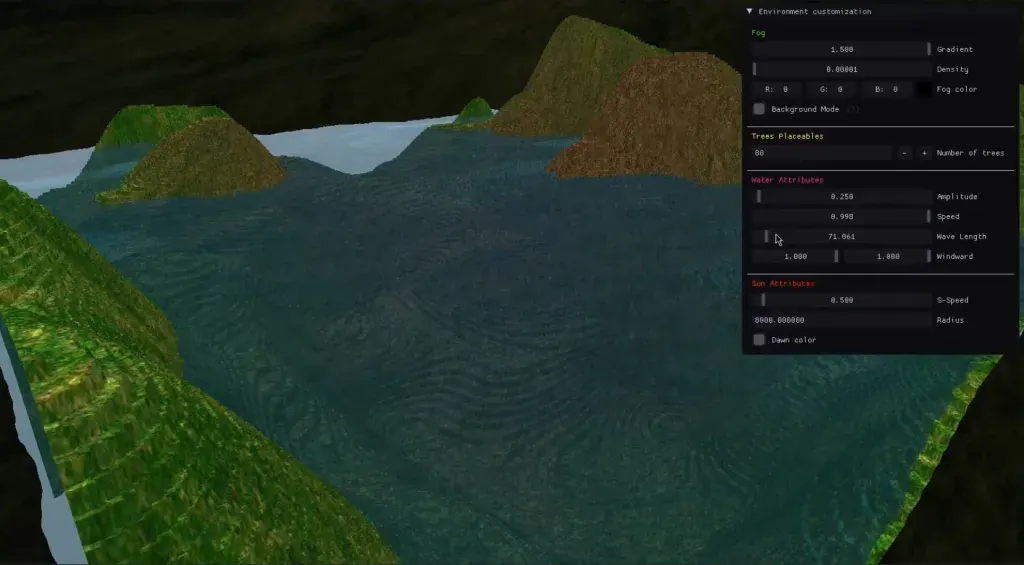 Procedural water and terrain screenshot